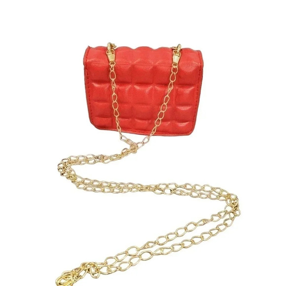 Red Golden Mini Clutch Handbag Purse. Pearls and Sparkles. - Picture 3 of 10